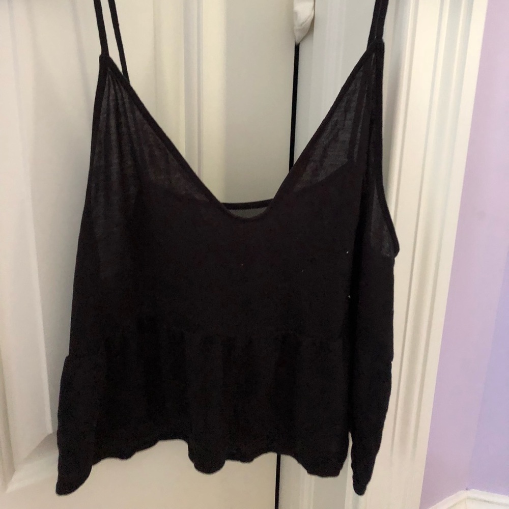 ALO YOGA BLACK MESH CROP TANK